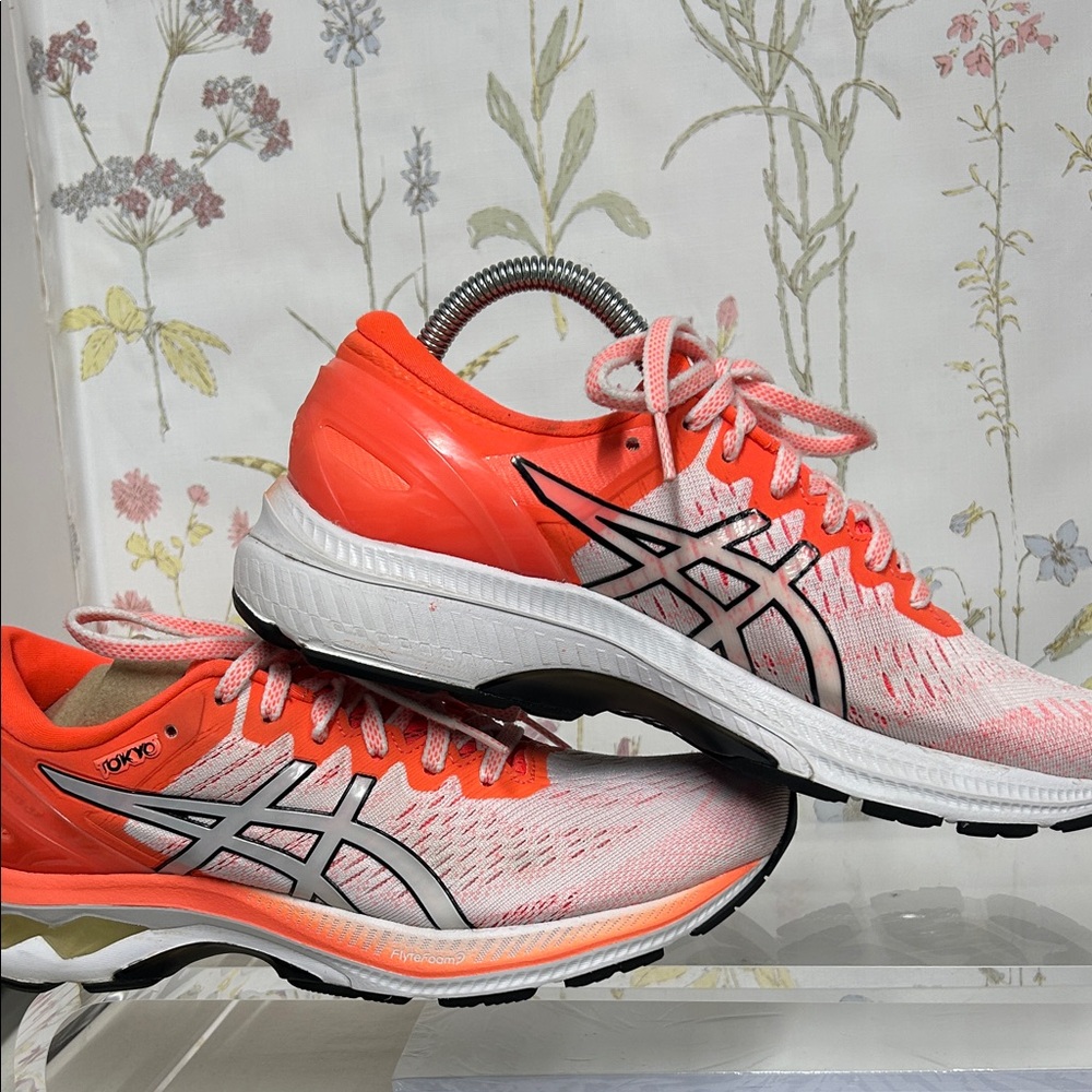 ASICS KAYANO 27 TOKYO Women's Athletic Shoes - Vibrant Orange and White - Picture 7 of 15